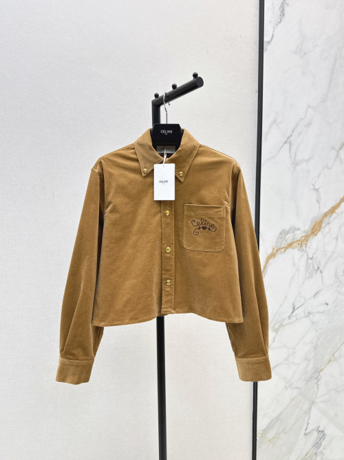Celine Corduroy Crop Shirt - Long Sleeve Button Down, Vintage Style Top 6 Celine Corduroy Crop Shirt - Long Sleeve Button Down, Vintage Style Top