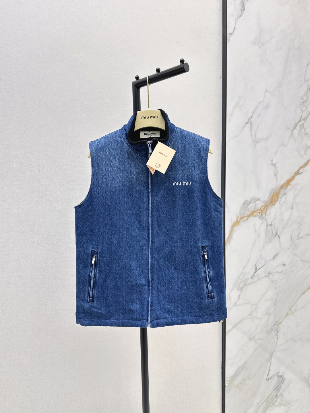 Miu Miu Denim Vest with Fleece Lining - Stylish and Warm Outerwear