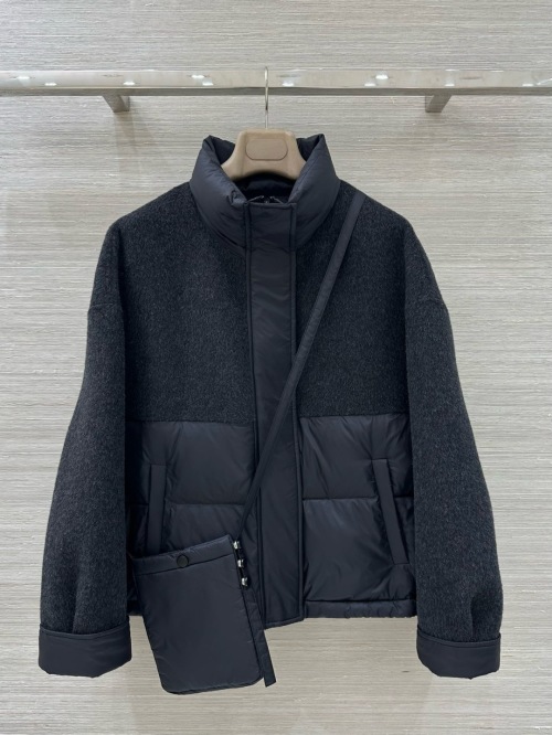 Elegant Women's Cashmere Wool & Down Padded Jacket with Phone Bag 1 Elegant Women's Cashmere Wool & Down Padded Jacket with Phone Bag