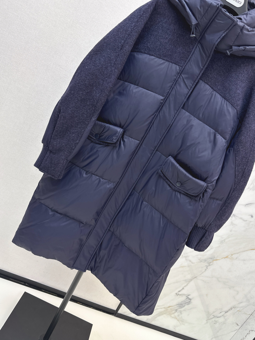 Women's Winter Padded Jacket Wool Sleeve Design Longline Hooded Puffer Coat 8 cmp i1757936398522 5976 0 6