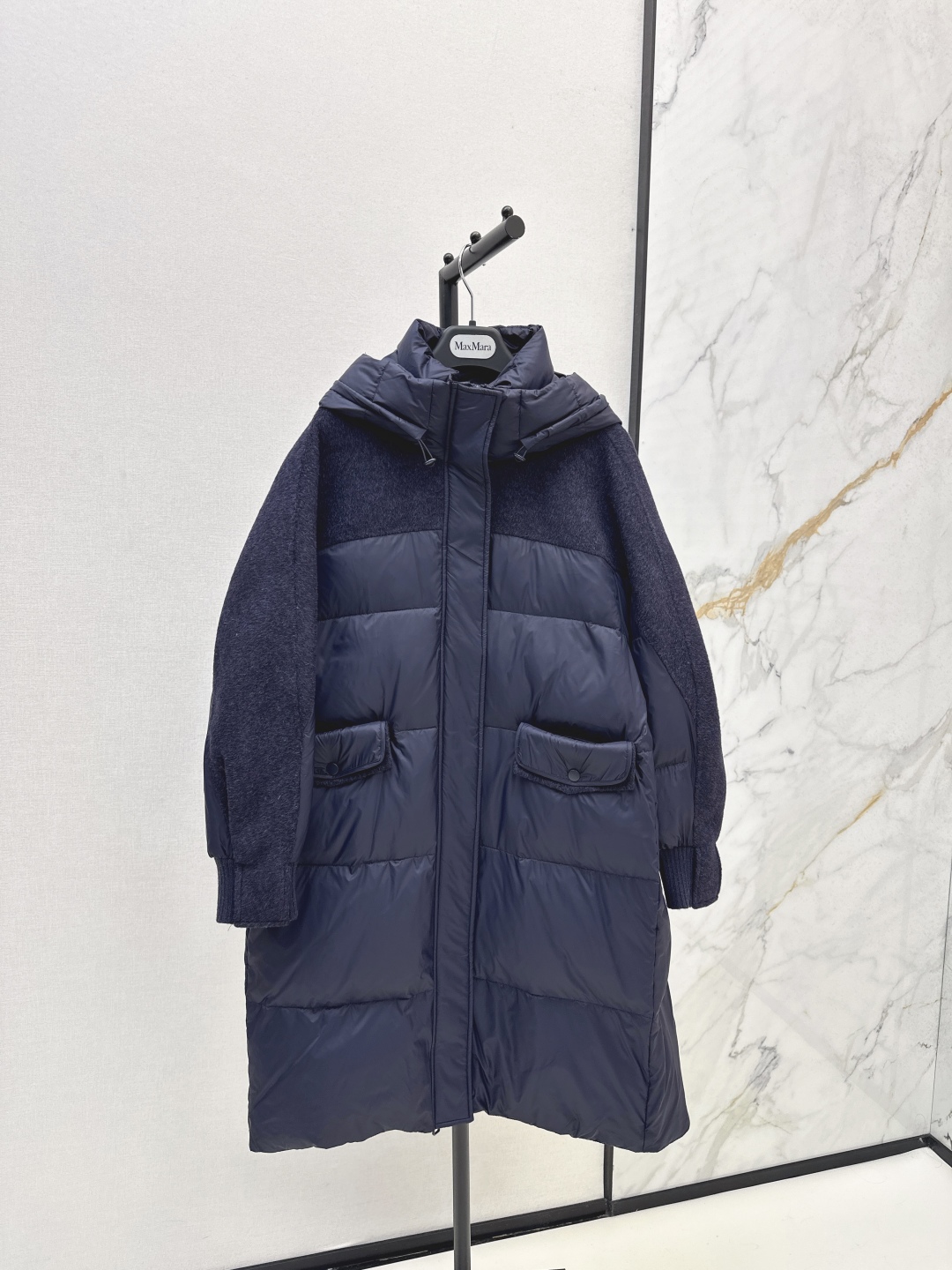 Women's Winter Padded Jacket Wool Sleeve Design Longline Hooded Puffer Coat 3 cmp i1757936398522 9104 0 1