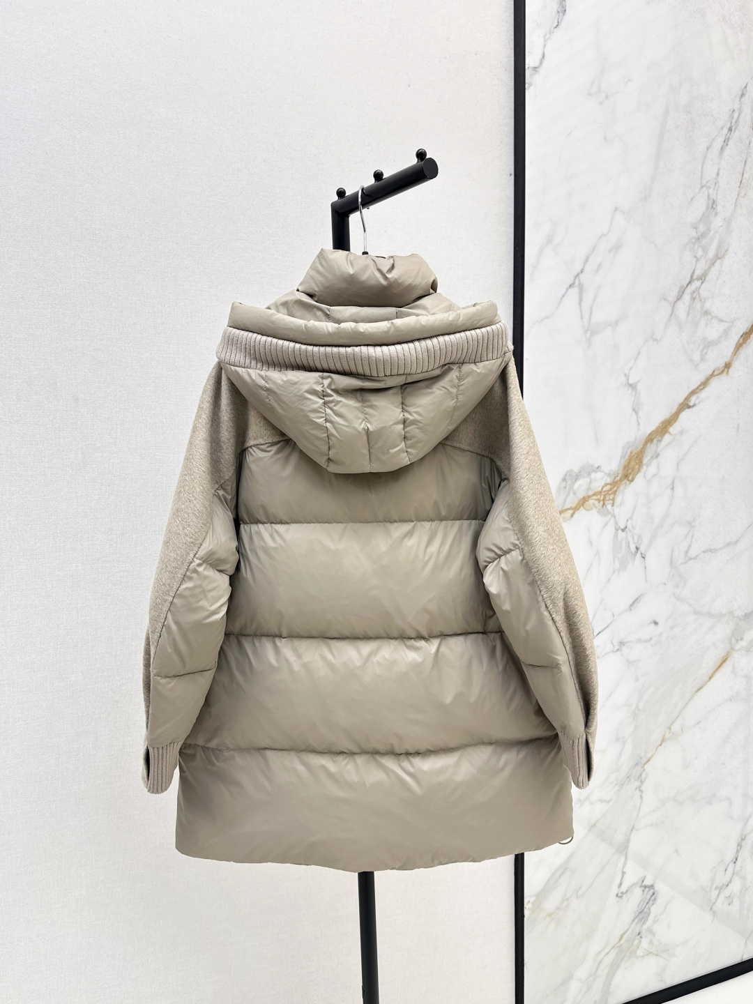 Wool Blend Hooded Down Puffer Coat, Long Sleeves Outerwear for Women 10 cmp i1757936661471 315 0 8