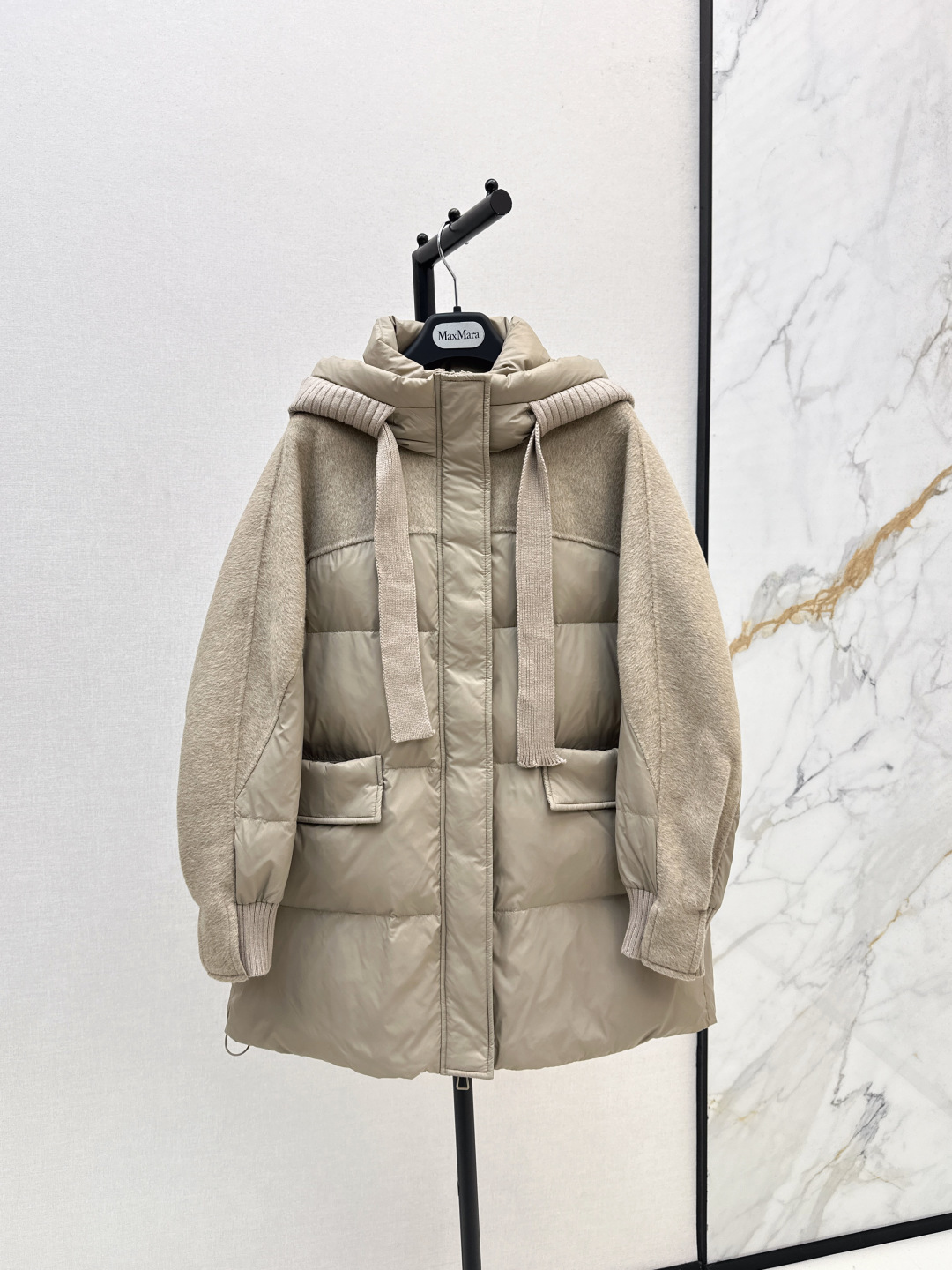 Wool Blend Hooded Down Puffer Coat, Long Sleeves Outerwear for Women 3 cmp i1757936661471 4054 0 1