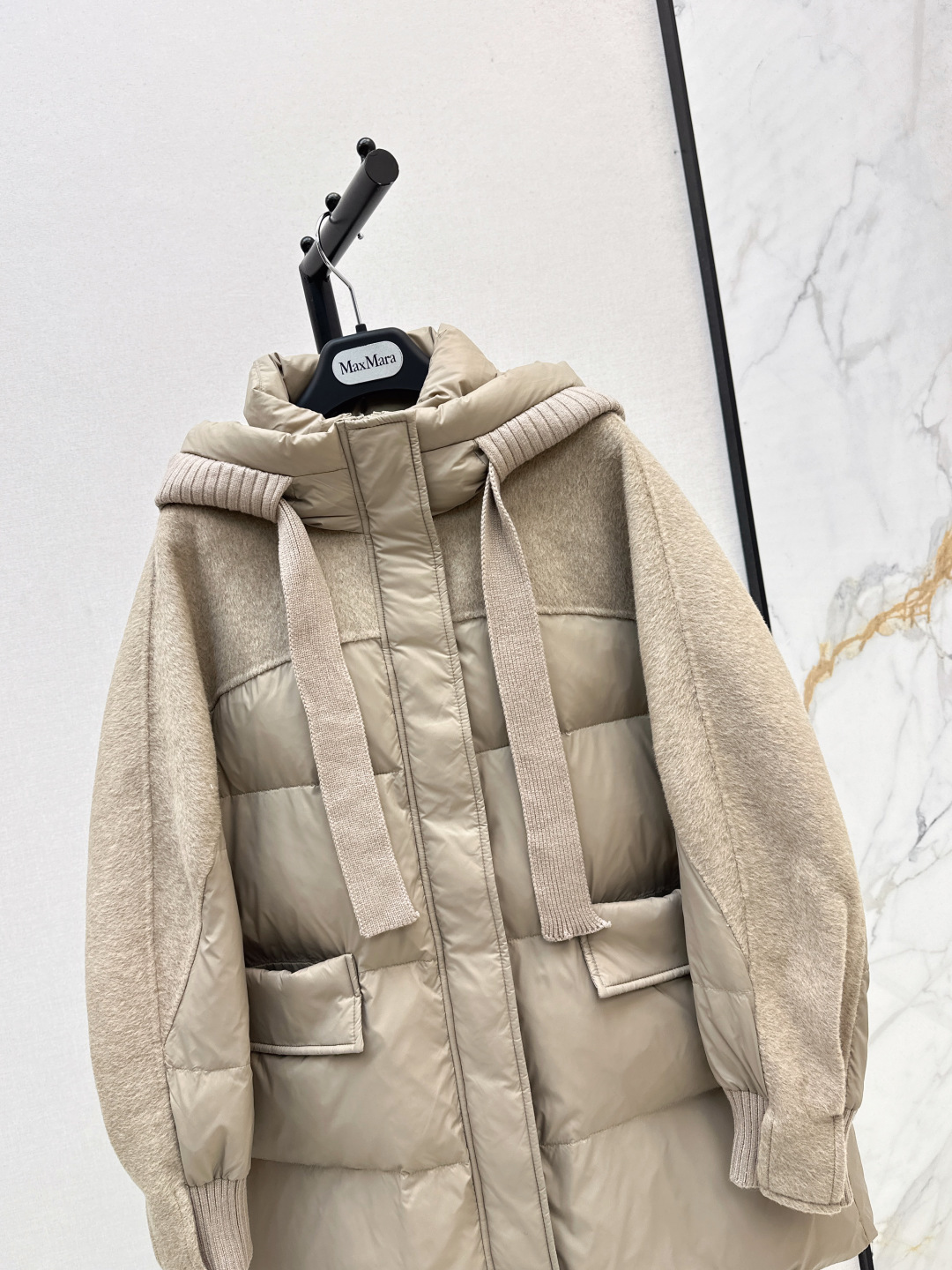 Wool Blend Hooded Down Puffer Coat, Long Sleeves Outerwear for Women 5 cmp i1757936661472 2152 0 3