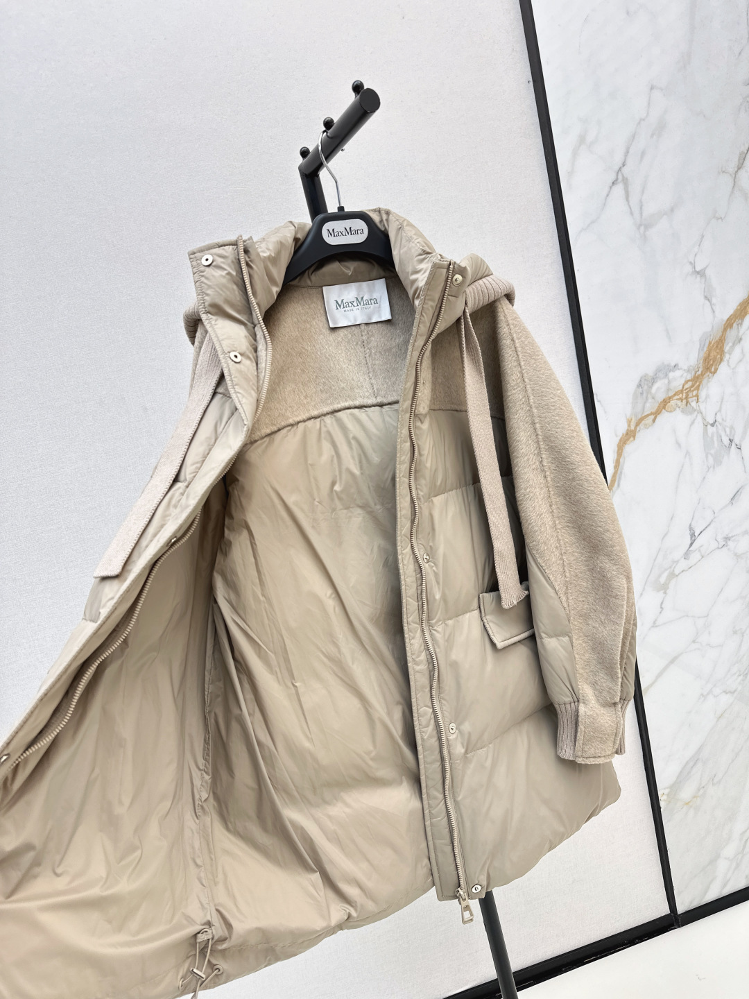 Wool Blend Hooded Down Puffer Coat, Long Sleeves Outerwear for Women 9 cmp i1757936672044 3474 0 7