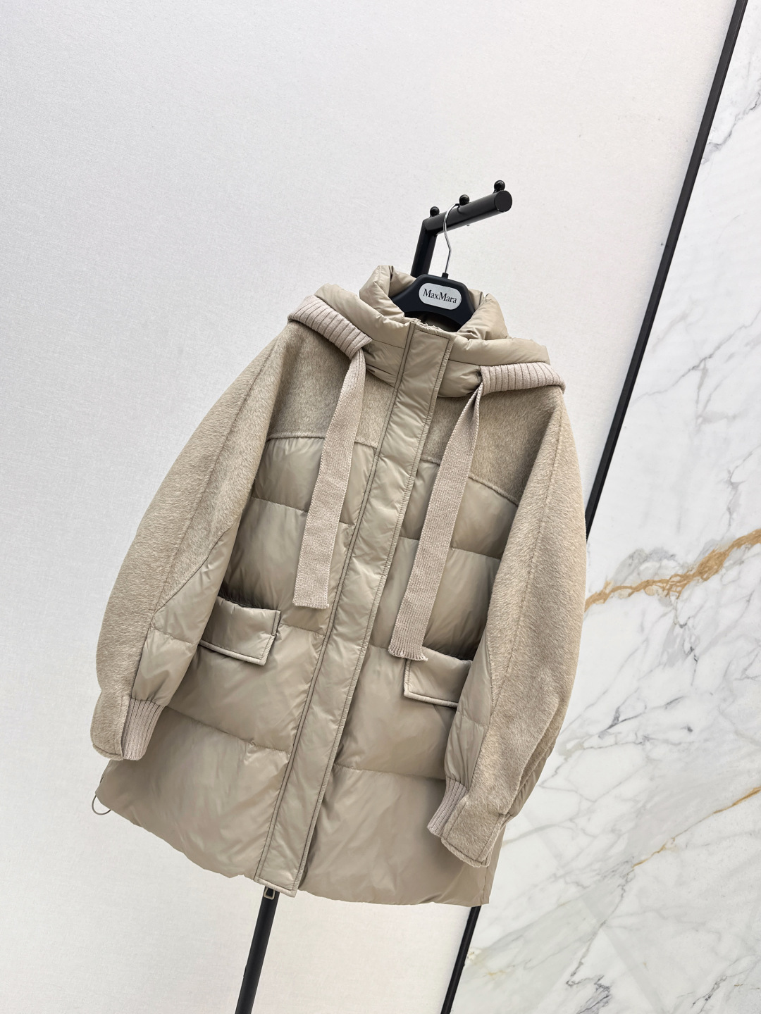 Wool Blend Hooded Down Puffer Coat, Long Sleeves Outerwear for Women 4 cmp i1757936672050 5022 0 2