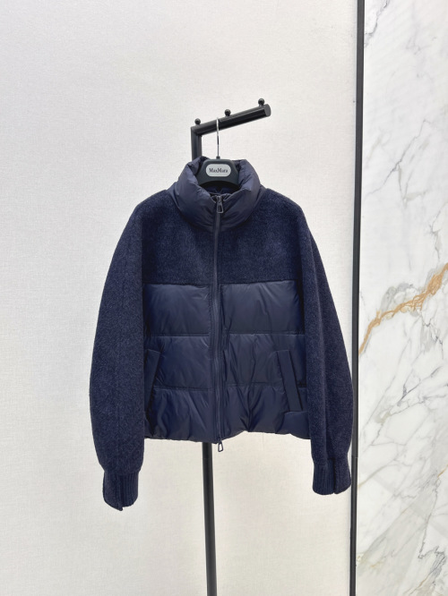 Max Mara Women's Blue Wool-Cashmere Sleeve Down Puffer Jacket 1 Max Mara Women's Blue Wool-Cashmere Sleeve Down Puffer Jacket