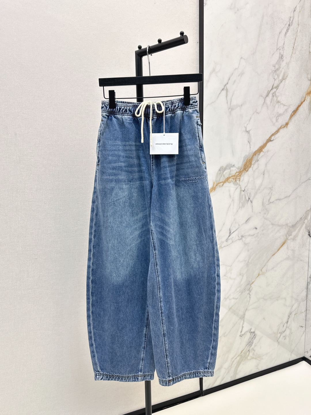 Alexander Wang Denim Broek met Logo en Wijde Pijpen - Casual en Stijlvol