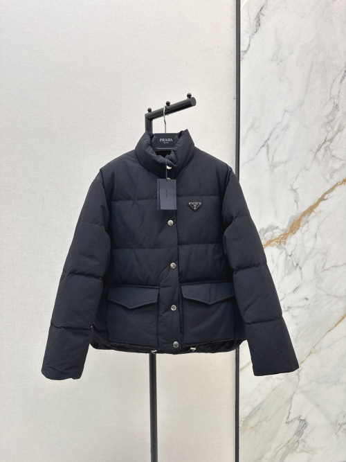 Prada Women's Black Down Padded Jacket Classic H-Shape Winter Coat 1 Prada Women's Black Down Padded Jacket Classic H-Shape Winter Coat