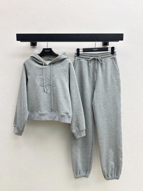 Prada Women's Fleece Hoodie and Joggers Set - Casual Loungewear 1 Prada Women's Fleece Hoodie and Joggers Set - Casual Loungewear
