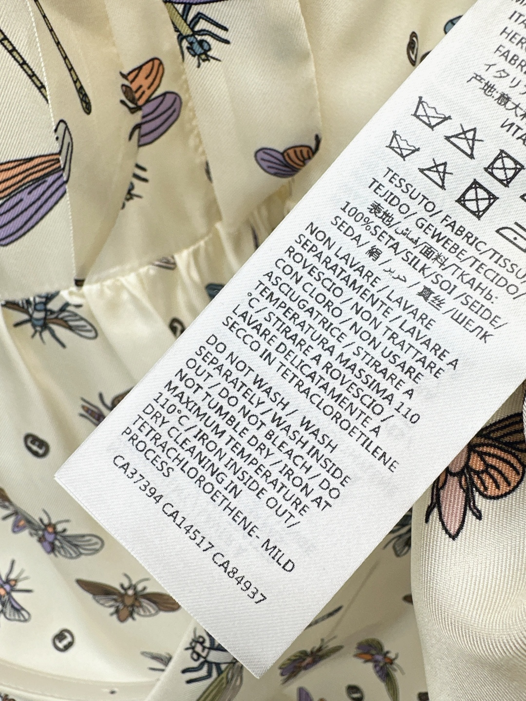 Gu 26Ss————春夏最新款青蜓印花真丝连衣裙🤍百分百真丝斜纹绸面料 配送金属扣腰带 气质飘带领结收