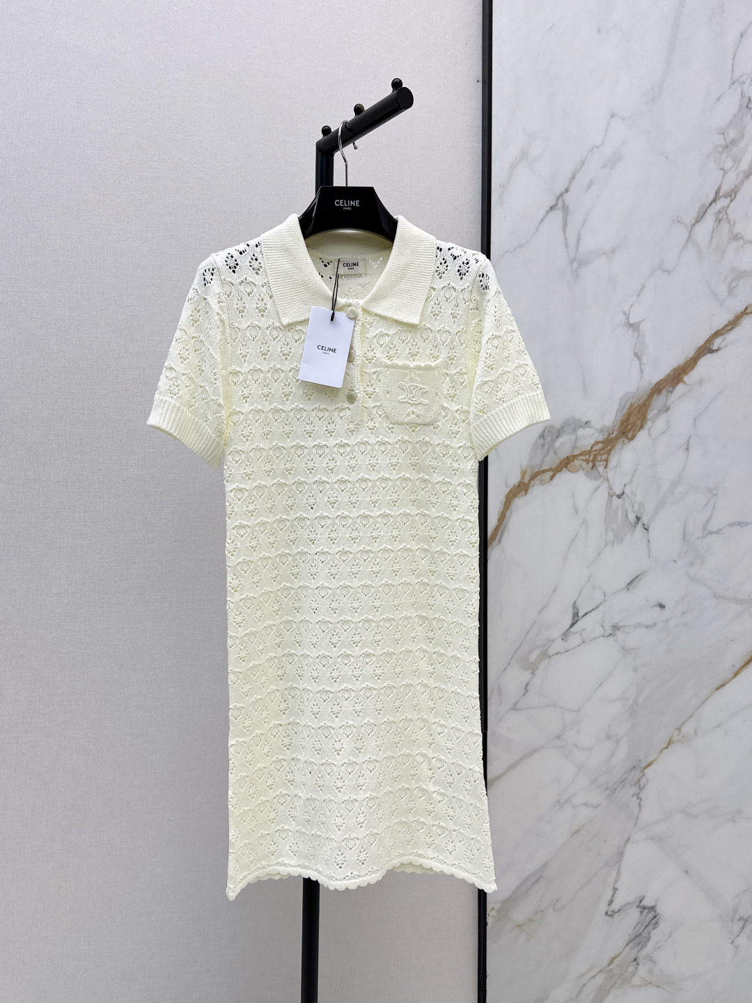 NO:834218,Ce 26Ss————The latest spring and summer Polo collar dress adopts three-dimensional hollow pattern and is super exquisite. Classic Polo collar + short sleeve design. Casual and elegant. The small chest pocket is practical and beautiful. Creamy white tone. Full of French atmosphere. Easy to control for daily dates and parties. Slim and versatile. One color ready for sale sml, skirts, T-shirt,19860909Ce 26Ss————春夏最新款Polo领连衣裙采立体镂空花纹超精致 经典Polo领+短袖设计 休闲又优雅 胸前小口袋实用又好看 奶油白色调 法式氛围感满满 约会聚会日常都能轻松驾驭 显瘦又百搭 一色现货发售sml,,skirts,T-shirt,,Women's clothing