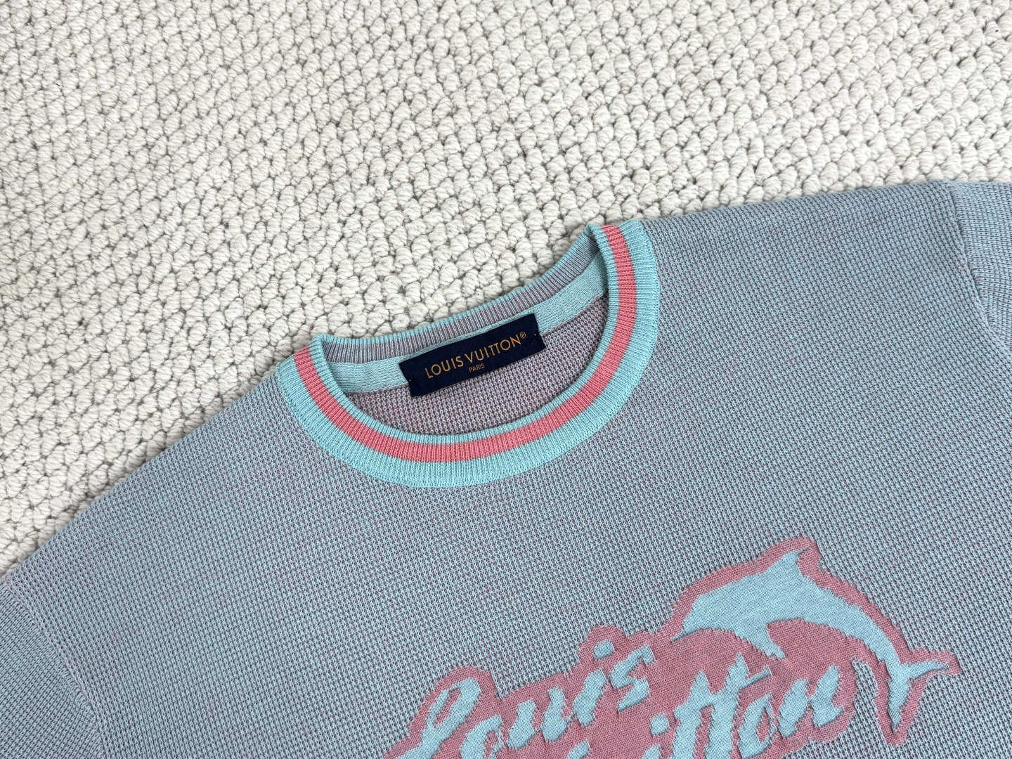Louis Vuitton Jersey T-Shirt | Dolphin Logo, Blue/Pink Trim, Casual Style 3 cmp i1750930283592 8559 0 3