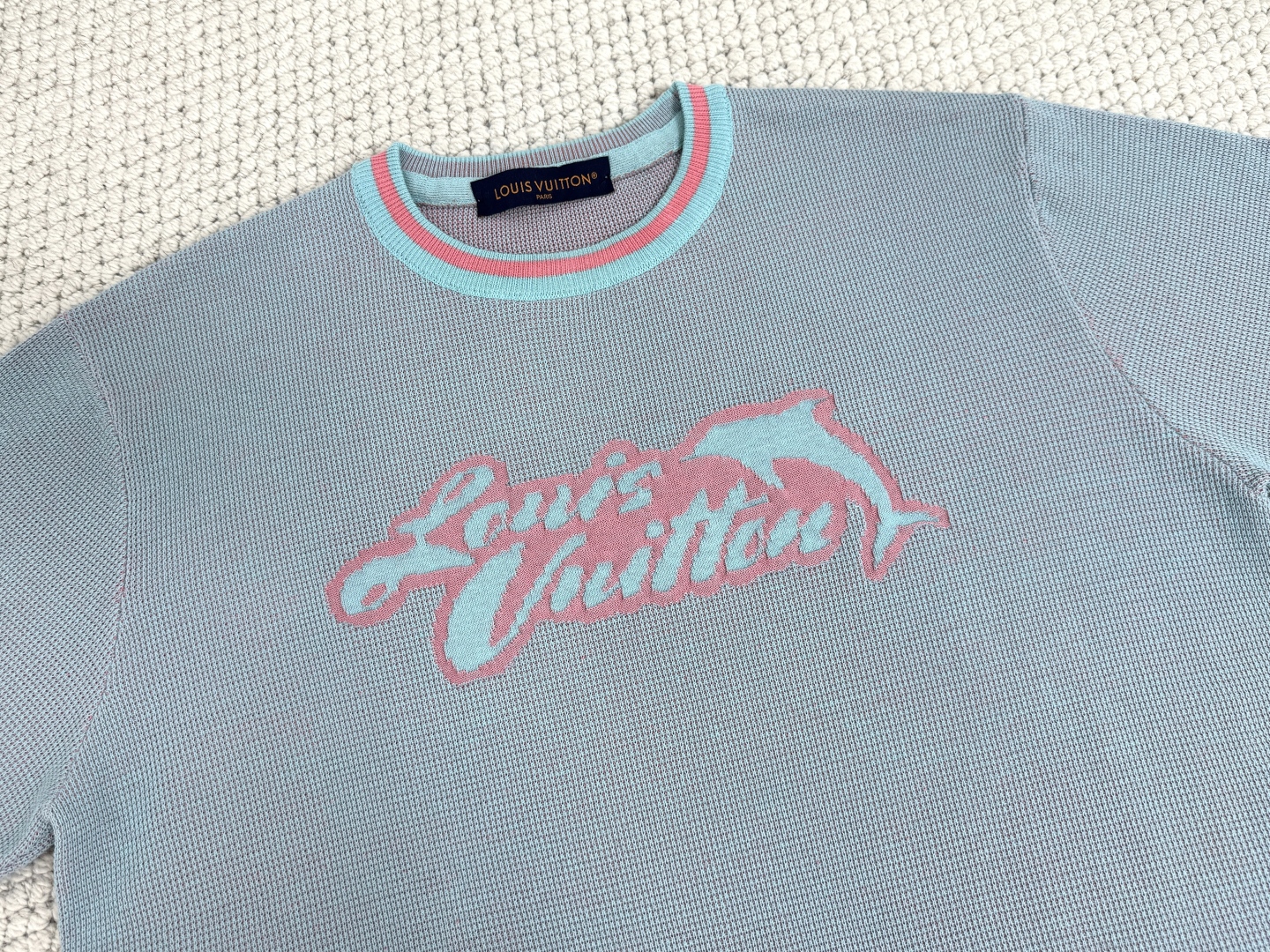 Louis Vuitton Jersey T-Shirt | Dolphin Logo, Blue/Pink Trim, Casual Style 5 cmp i1750930283754 8665 0 2
