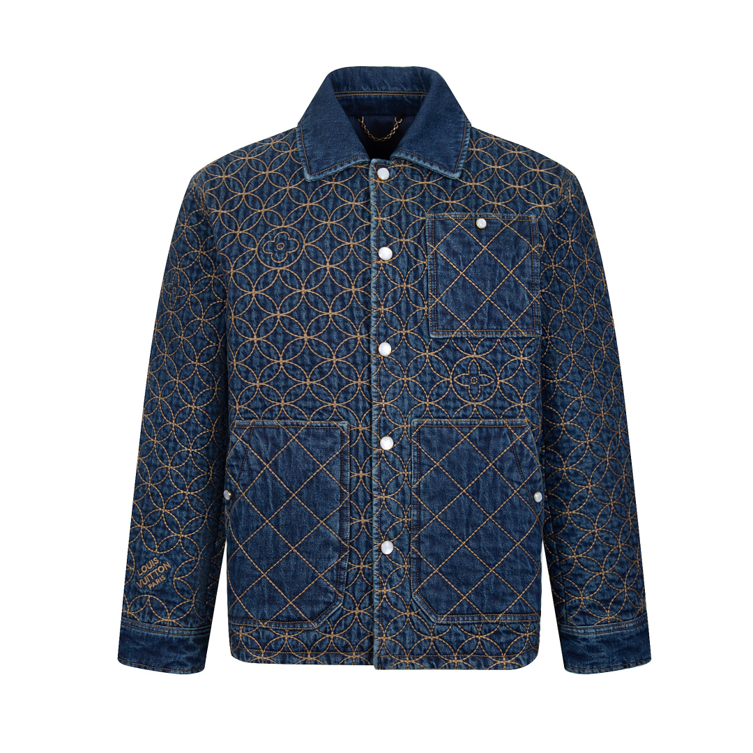 Louis Vuitton Quilted Embroidered Denim Jacket - Iconic Style and Comfort