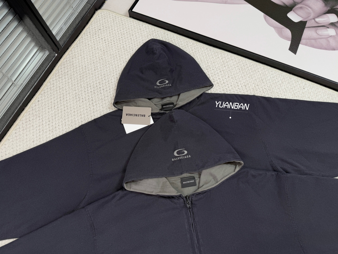 Balenciaga Reversible Zip-Up Hoodie Gray Cotton Blend - Size S to XL