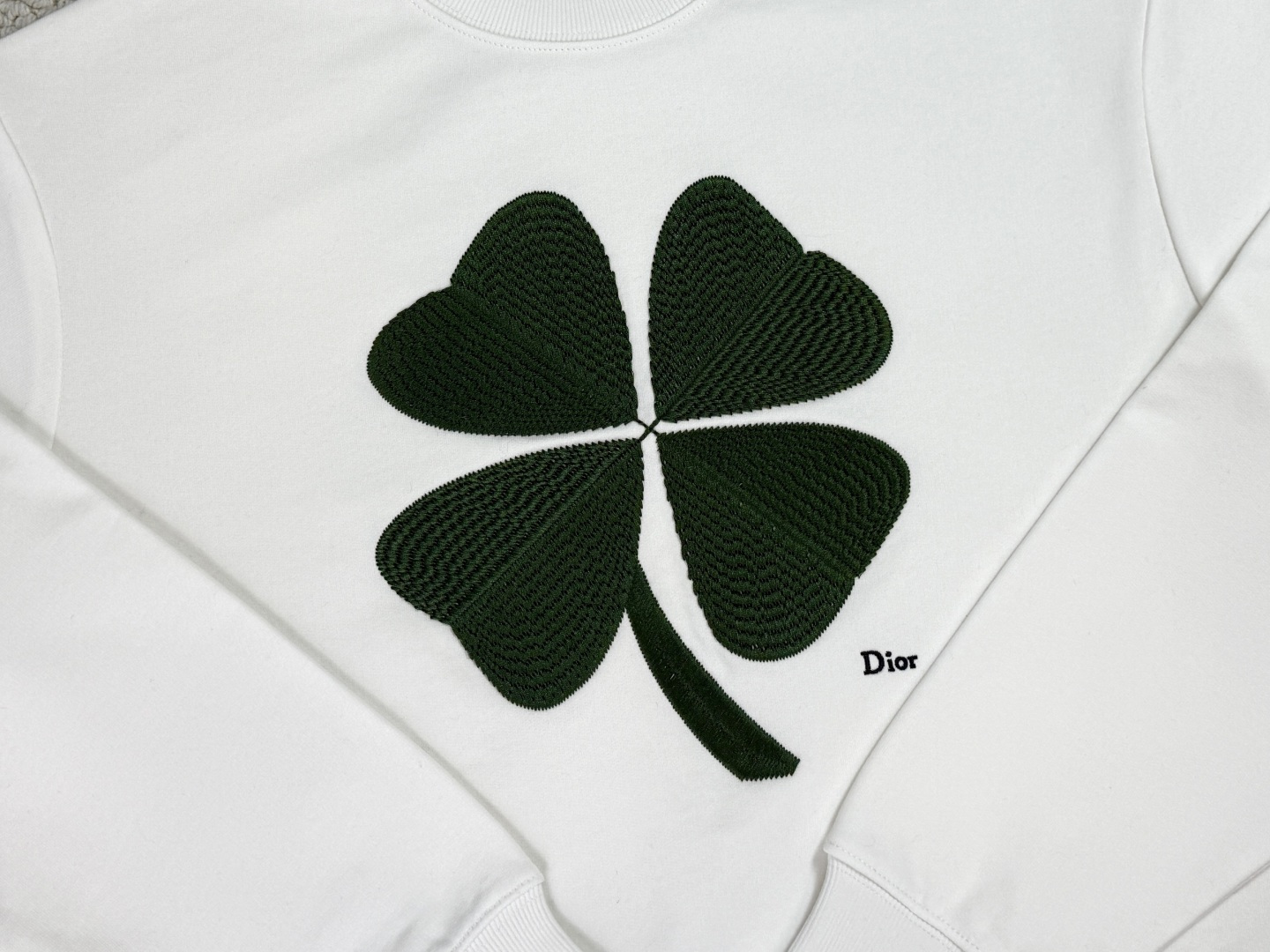 迪奥/CD / Clover图案棉质卫衣面料 ：26支双纱面+10支纱毛圈底复合结构 / 380G罗纹：
