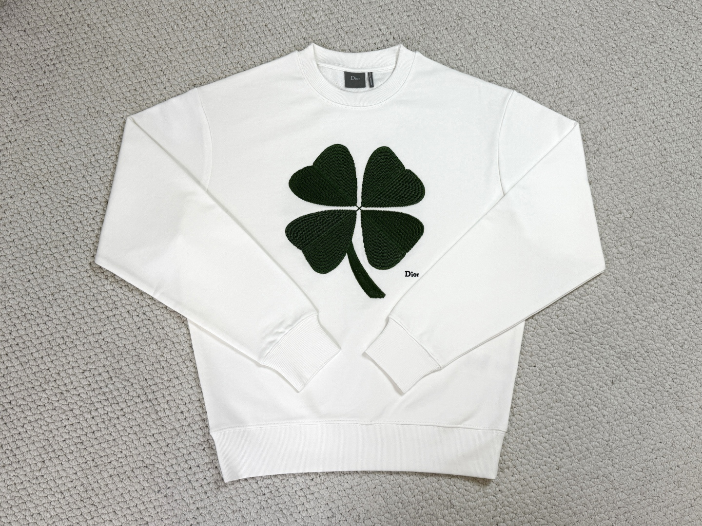 迪奥/CD / Clover图案棉质卫衣面料 ：26支双纱面+10支纱毛圈底复合结构 / 380G罗纹：