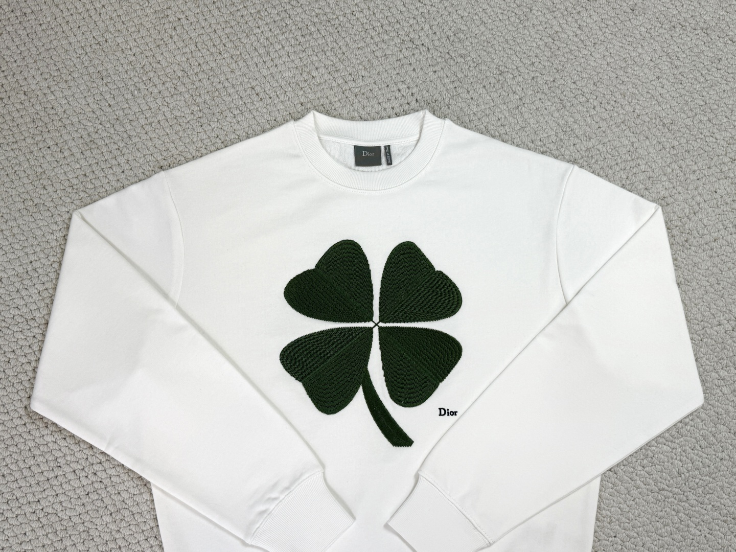 迪奥/CD / Clover图案棉质卫衣面料 ：26支双纱面+10支纱毛圈底复合结构 / 380G罗纹：