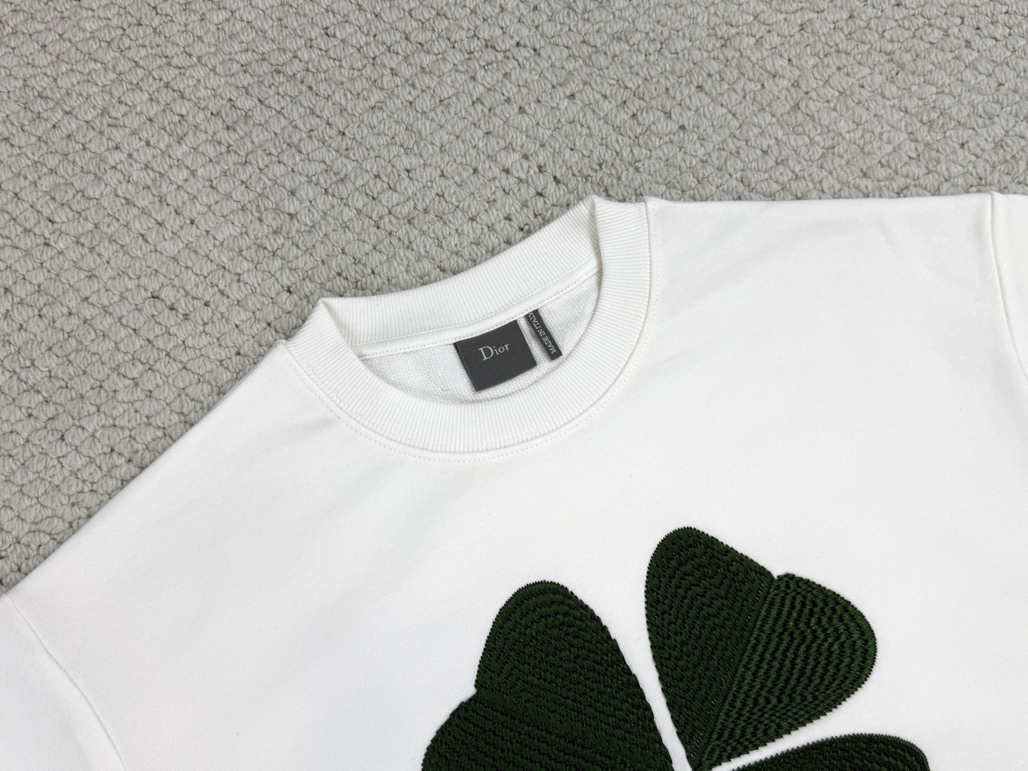 迪奥/CD / Clover图案棉质卫衣面料 ：26支双纱面+10支纱毛圈底复合结构 / 380G罗纹：