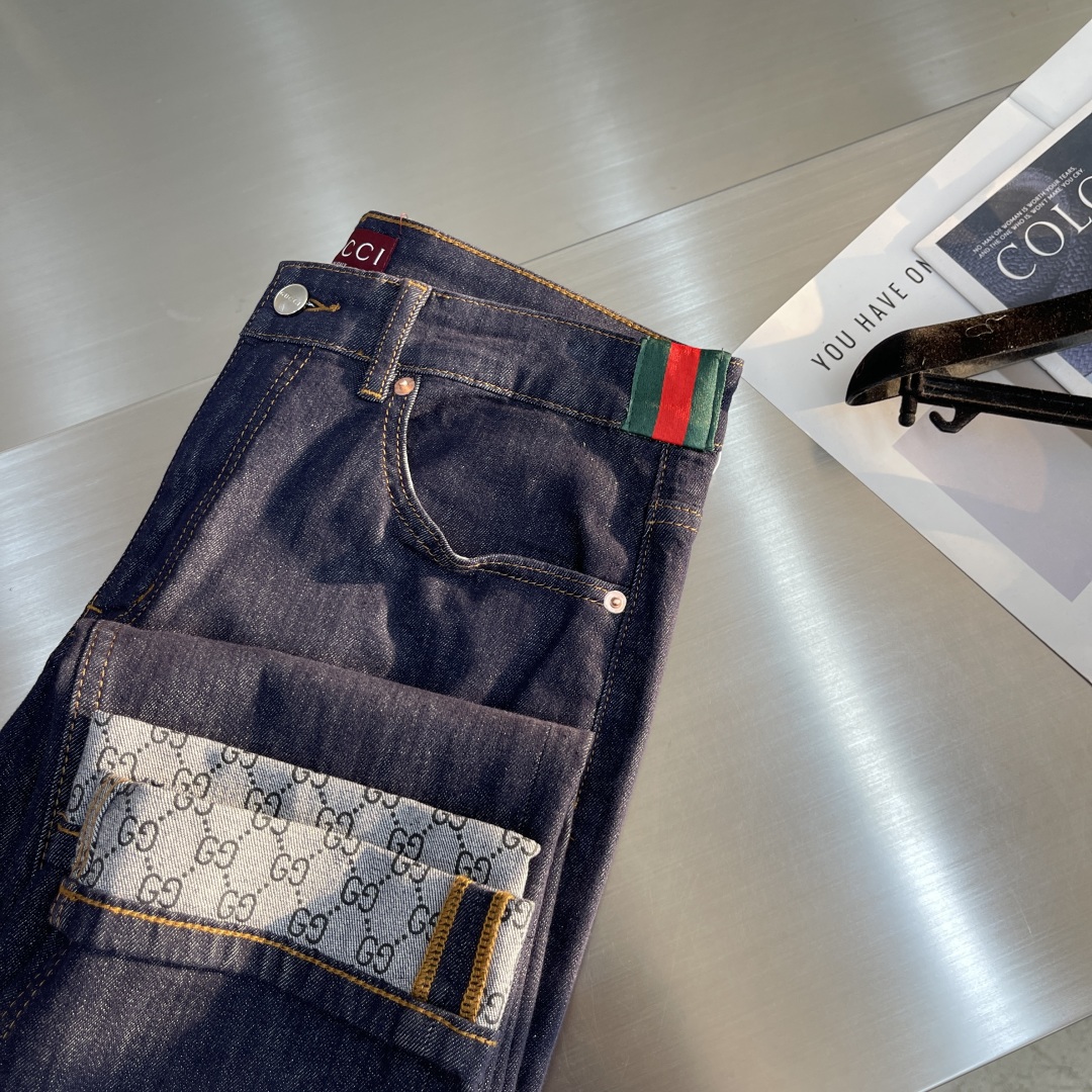 Gucci Men's 2025 Spring/Summer Dark Blue Denim Jeans with GG Pattern 1 cmp i1736845144713 7158 0 0