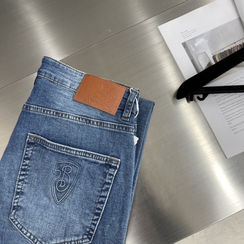 Burberry Men's Blue Denim Pants with Embroidered Logo and Comfortable Fit 1 Burberry Men's Blue Denim Pants with Embroidered Logo and Comfortable Fit