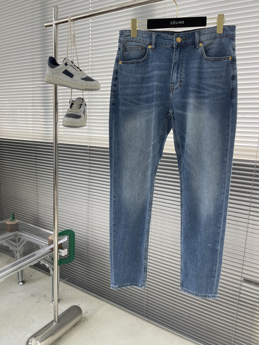 Celine Men's Spring 2025 Fashionable Casual Light Blue Wash Denim Jeans