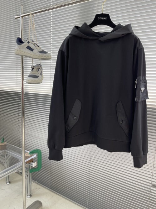 Prada Cotton Fleece & Re-Nylon Hoodie Sweatshirt - Functional & Stylish 1 Prada Cotton Fleece & Re-Nylon Hoodie Sweatshirt - Functional & Stylish