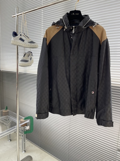 Gucci Full Print Hidden Hooded Jacket with Zip Closure - Stylish & Versatile 1 Gucci Full Print Hidden Hooded Jacket with Zip Closure - Stylish & Versatile