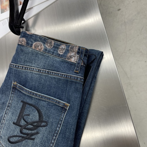 Dolce & Gabbana Men's Washed Denim Jeans with Embroidered Logo & Waistband 1 Dolce & Gabbana Men's Washed Denim Jeans with Embroidered Logo & Waistband