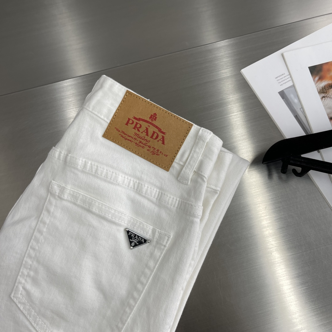 PRADA White Denim Jeans, Premium Hardware, Slim Fit (Sizes 28-38)