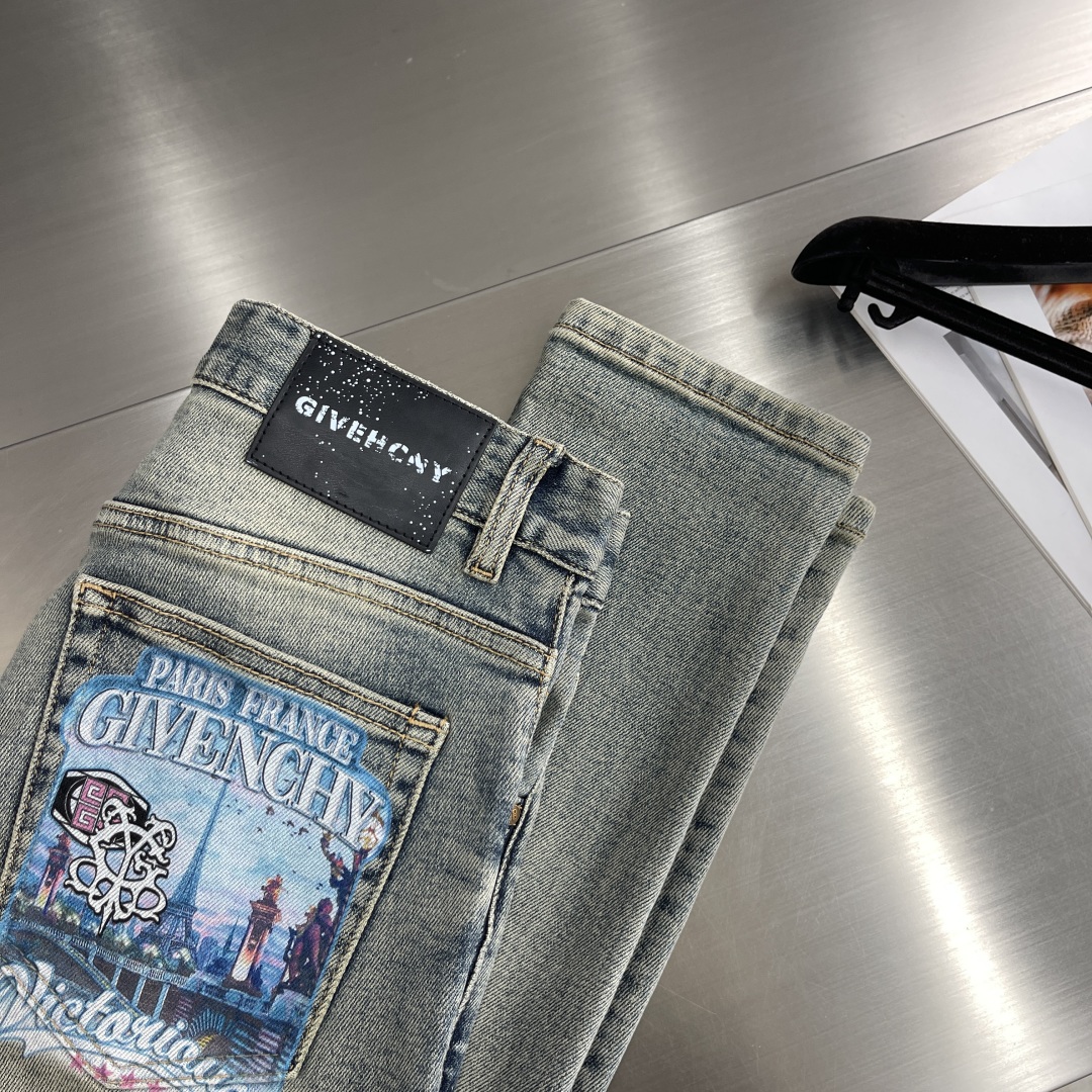 Givenchy Men's Slim-Fit Stretch Denim Jeans with Logo Print - Vintage Wash 1 cmp i1740650567667 5863 0 5