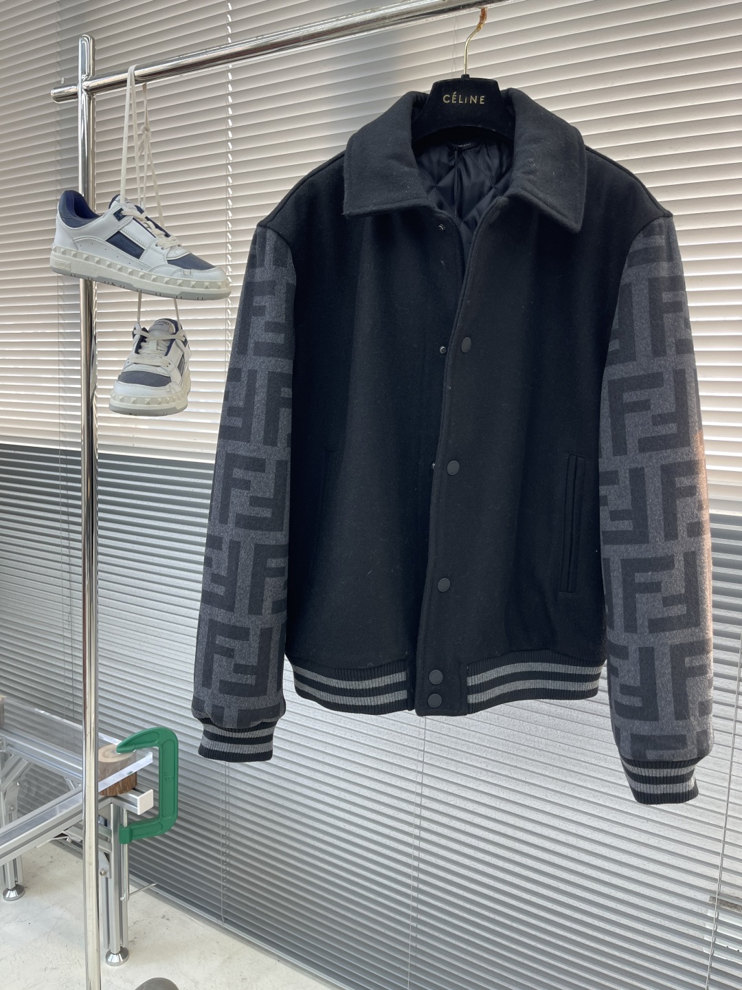 Fendi Black Wool-Blend Varsity Jacket with Signature FF Logo Sleeves 2 cmp i1740733967401 5691 0 6