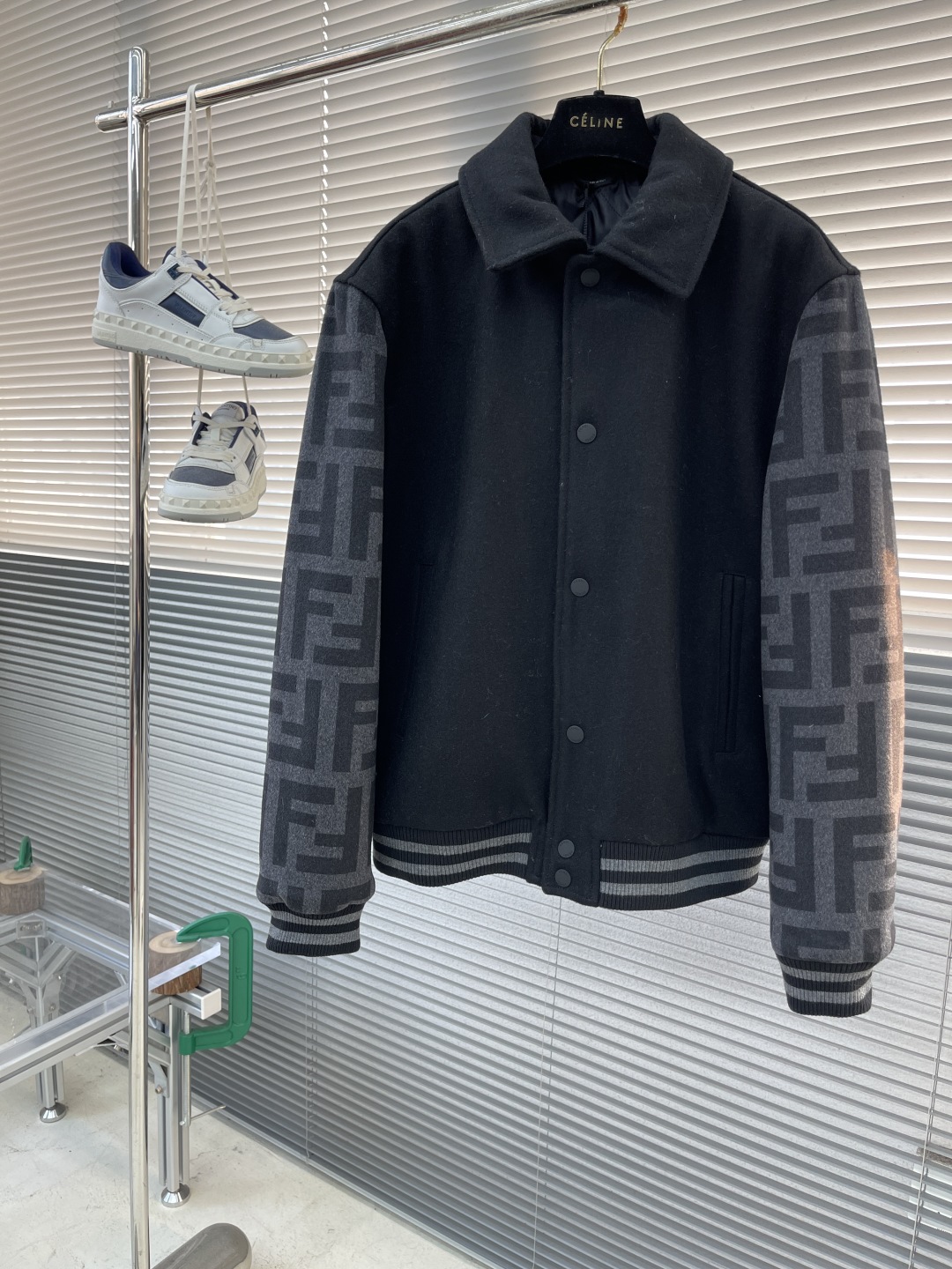Fendi Black Wool-Blend Varsity Jacket with Signature FF Logo Sleeves 1 cmp i1740733967423 2728 0 5