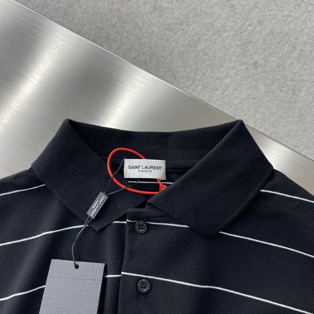 Yves Saint Laurent Striped Polo Shirt - Elegant Embroidered Design 3 cmp i1740992849140 2869 0 0