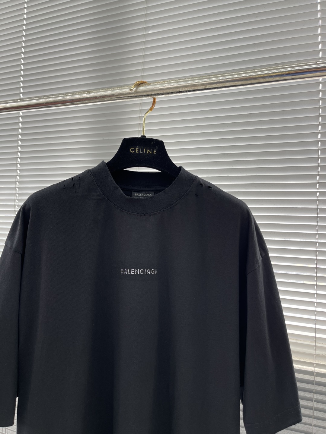 Balenciaga Back Rhinestone Black Cotton Short Sleeve T-Shirt Unisex 2 cmp i1741174055998 4312 0 6