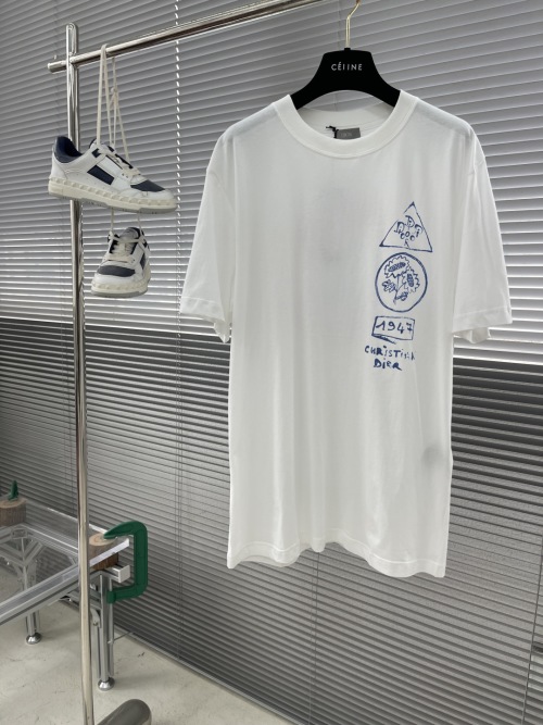 Dior x Hylton Nel White Cotton Jersey T-Shirt with Blue Print 1 Dior x Hylton Nel White Cotton Jersey T-Shirt with Blue Print