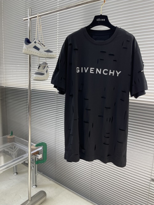 Givenchy Black Distressed Double Layer Short Sleeve Cotton T-Shirt 1 Givenchy Black Distressed Double Layer Short Sleeve Cotton T-Shirt