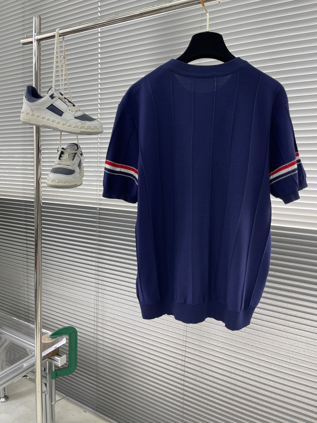 Striped Navy Short Sleeve T-Shirt With Sleeve Stripe Detail - Comfortable Fit 9 cmp i1741952677635 2759 0 7