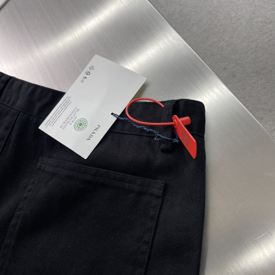 Prada Black Cotton Cargo Pants with Triangle Logo, Comfortable and Stylish 7 cmp i1742029436490 4396 0 5