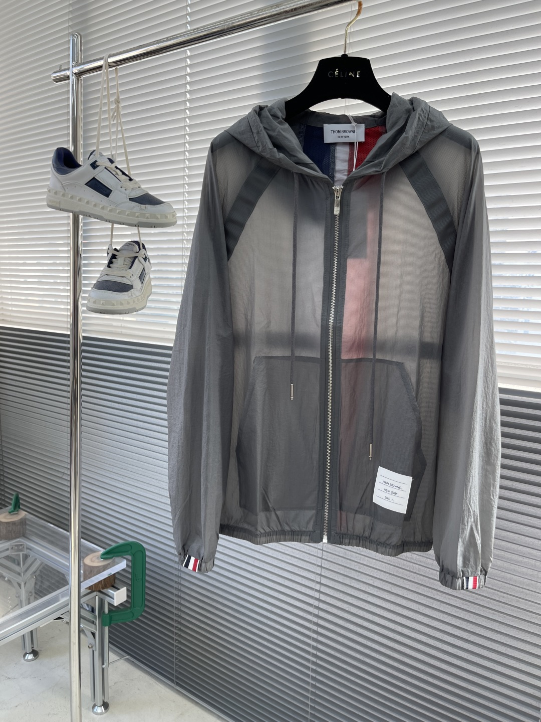 Thom Browne Men's Lightweight Hooded Windbreaker Jacket - Breathable & Stylish