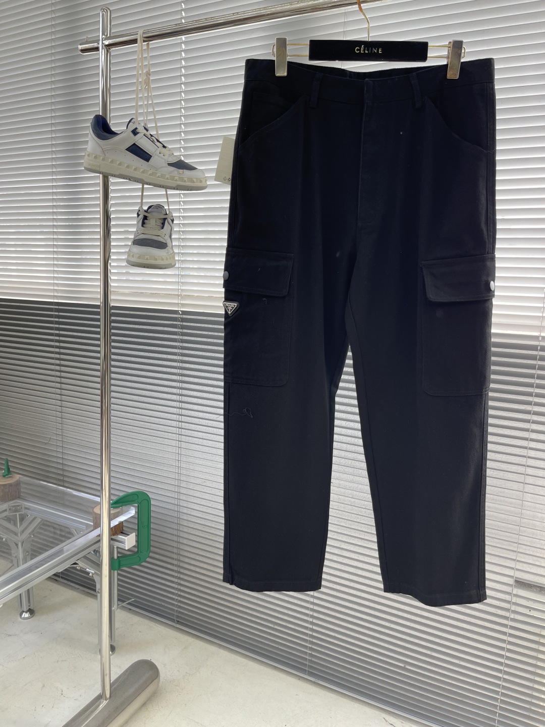 Prada Black Cotton Cargo Pants with Triangle Logo, Comfortable and Stylish 1 cmp i1742048666255 9701 0 6