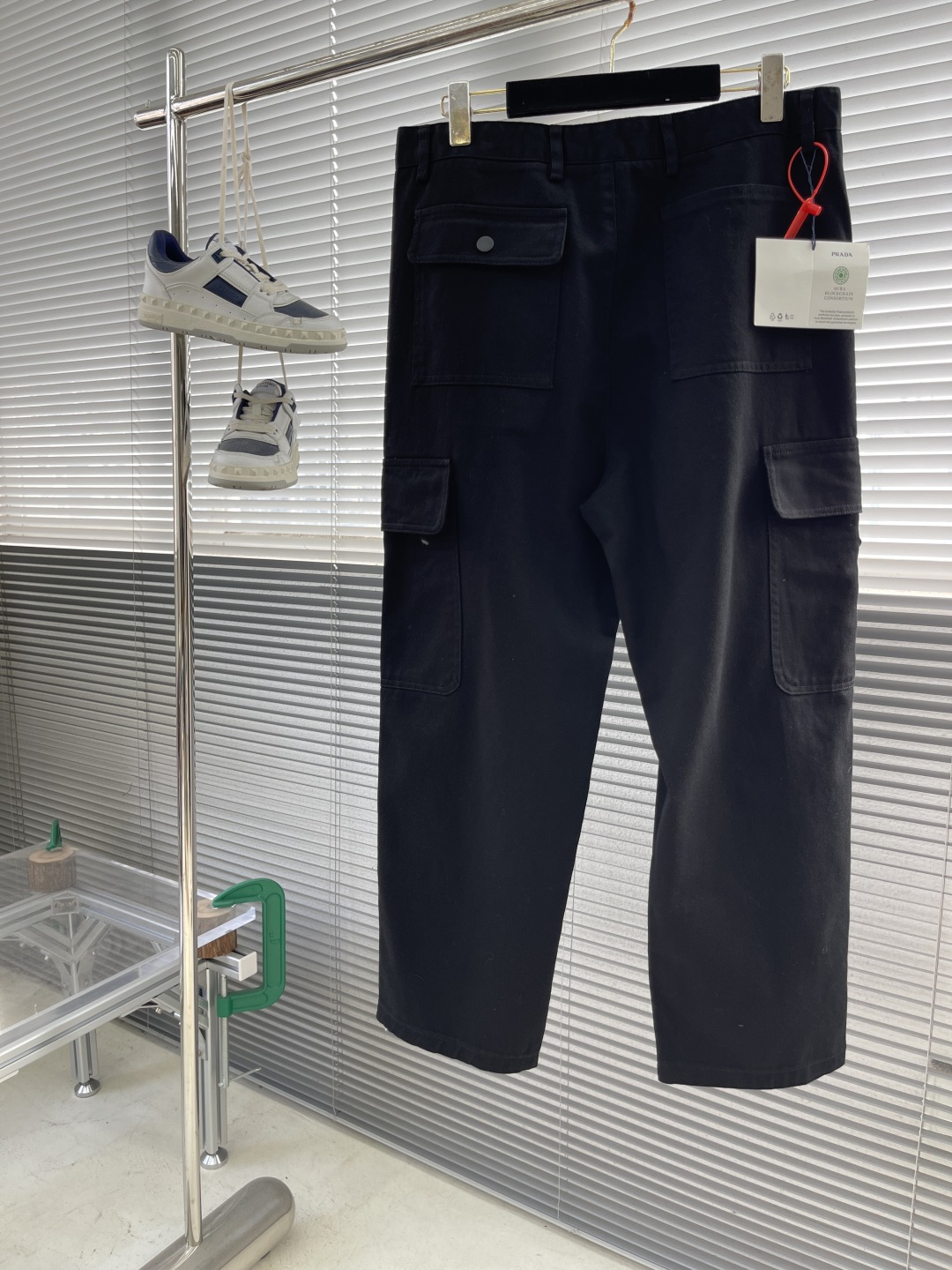 Prada Black Cotton Cargo Pants with Triangle Logo, Comfortable and Stylish 8 cmp i1742048666262 190 0 7