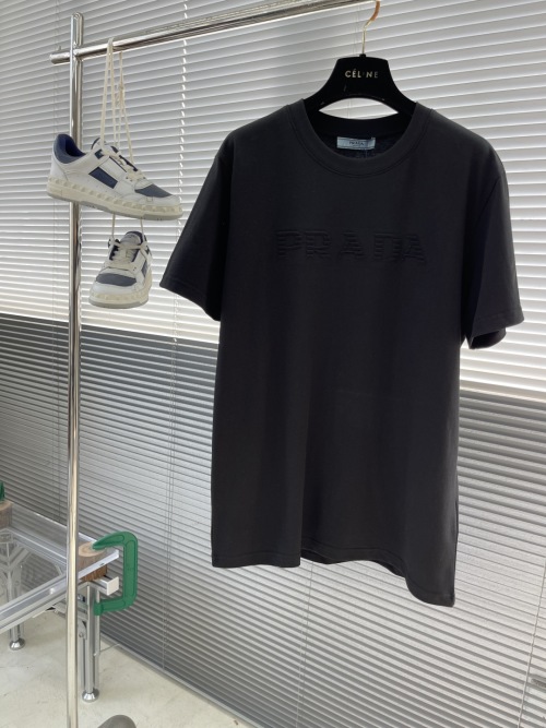 Prada Embossed Logo T-Shirt - Short Sleeve, Round Neck, Premium Cotton 1 Prada Embossed Logo T-Shirt - Short Sleeve, Round Neck, Premium Cotton