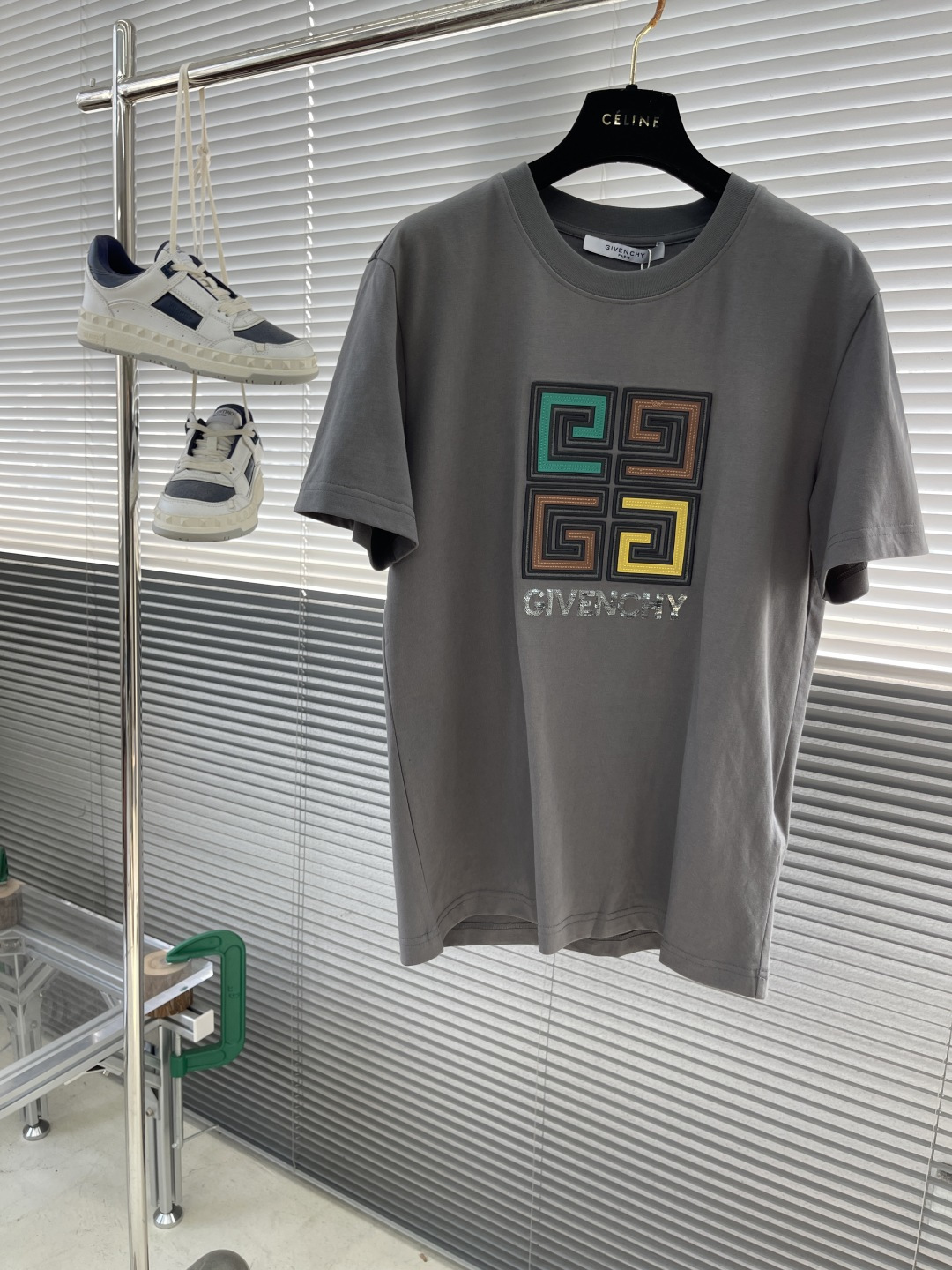 Givenchy Men's Gray Cotton T-Shirt with Embroidered 4G Emblem - Summer Collection