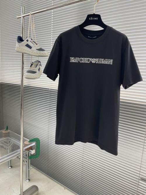Emporio Armani Men's Black Cotton T-Shirt with Logo Print - Casual & Stylish 1 Emporio Armani Men's Black Cotton T-Shirt with Logo Print - Casual & Stylish