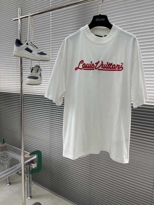 Louis Vuitton Embroidered Logo Short Sleeve T-Shirt, Casual Loose Fit 1 Louis Vuitton Embroidered Logo Short Sleeve T-Shirt, Casual Loose Fit