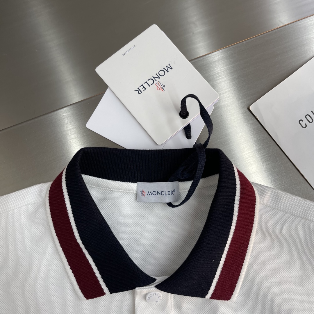 Moncler Men's Polo Shirt - Short Sleeve, Striped Trim, Cotton Piqué 3 cmp i1742379197268 1405 0 0