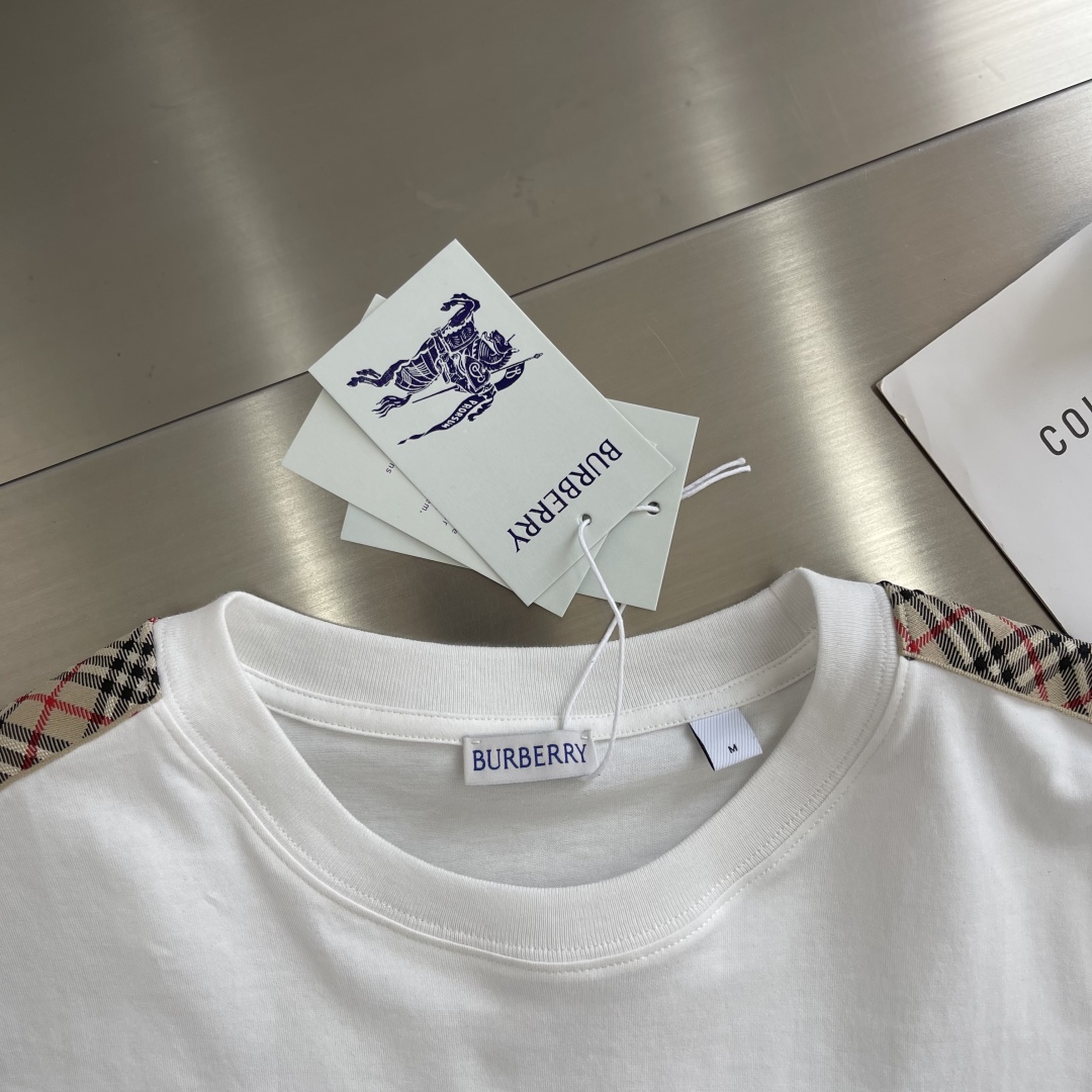 Burberry Men's White Cotton T-Shirt with Signature Checkered Sleeves 3 cmp i1742467103083 3292 0 0