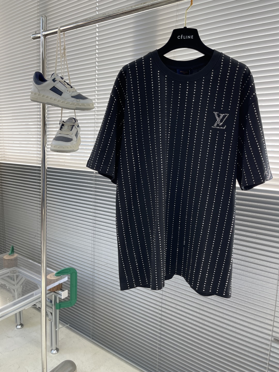 Louis Vuitton Men's Black Rhinestone Embellished T-Shirt, Round Neck, Short Sleeve 1 cmp i1742467549597 8887 0 5